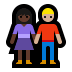 👩🏿‍🤝‍👨🏼 woman and man holding hands: dark skin tone, medium-light skin tone display on Windows